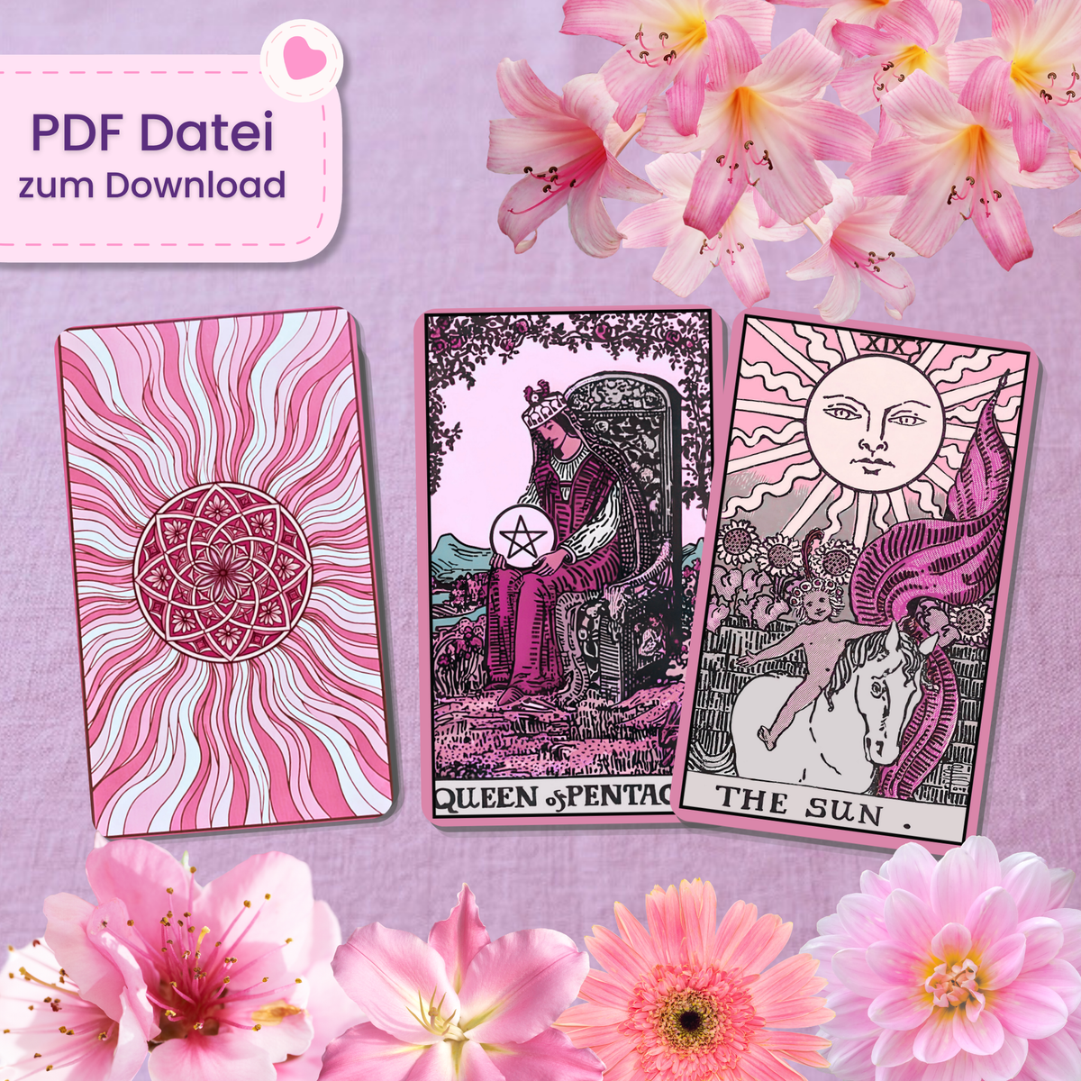 Klassisches Tarot – 3in1 Farb-Bundle (Pastell, Pink & Lila Amethyst) | Digitale PDF-Druckvorlagen