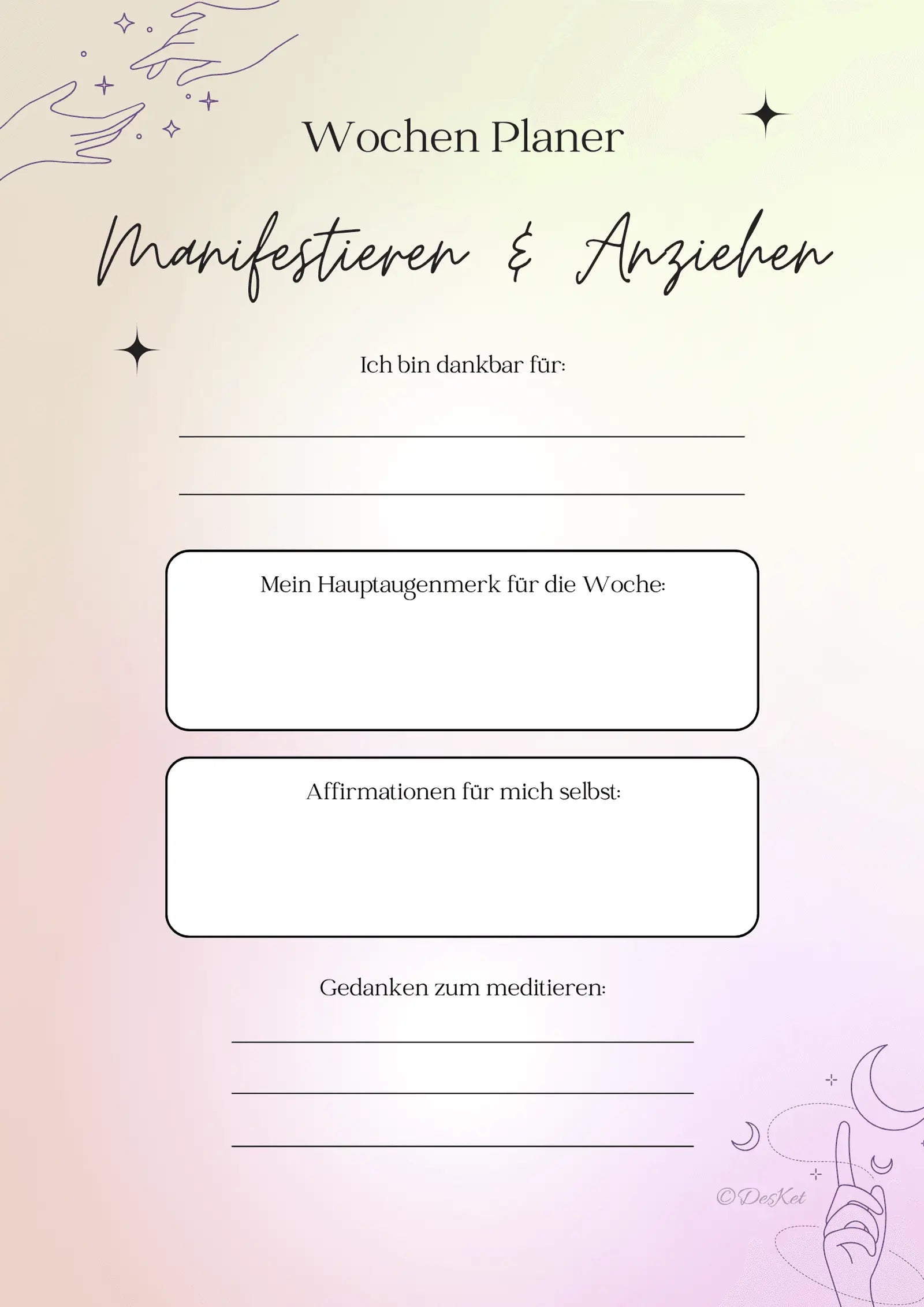 Wochen Manifestations Planer