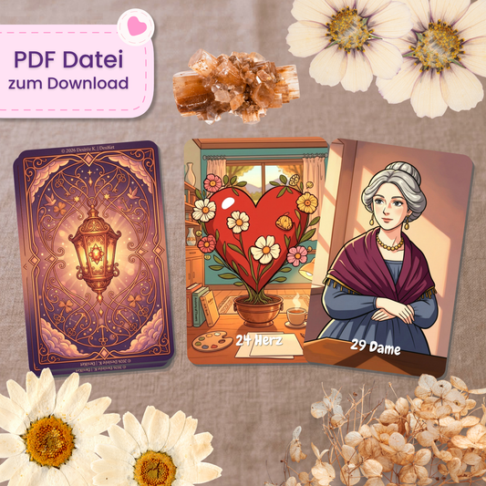 🧡 Retro Glow Lenormand Orakel (55 Stück | PDF Download)