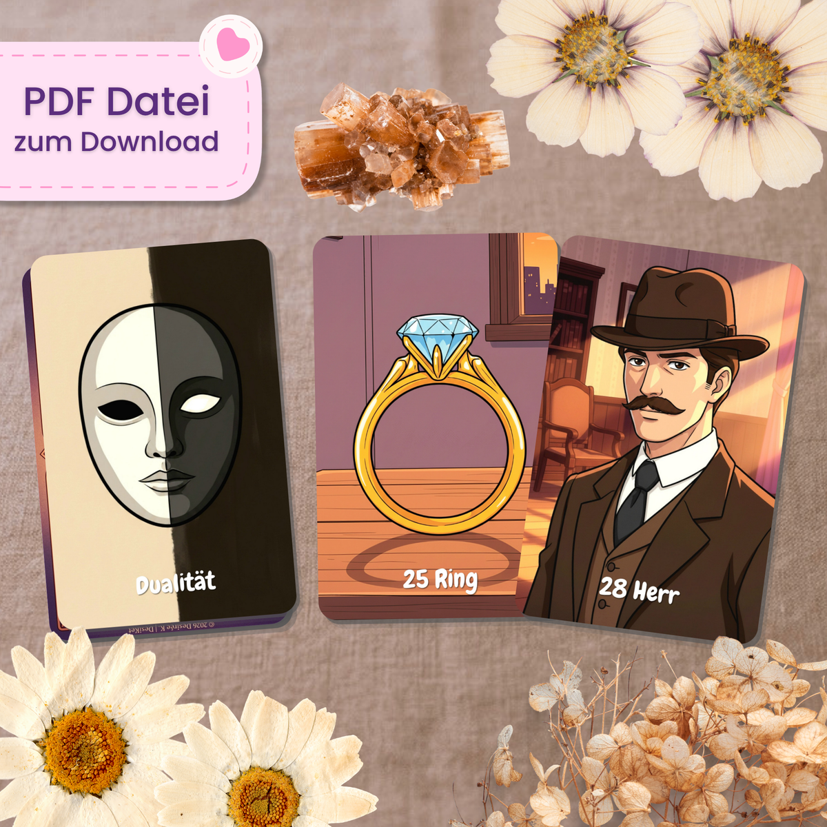 🧡 Retro Glow Lenormand Orakel (55 Stück | PDF Download)