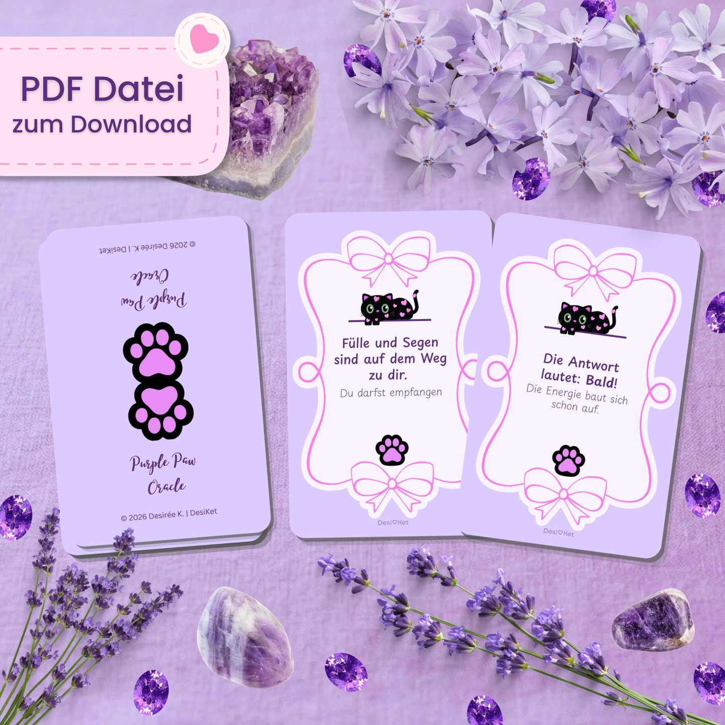 💜🐾 Purple Paw Orakel (45 Stück | PDF Download)
