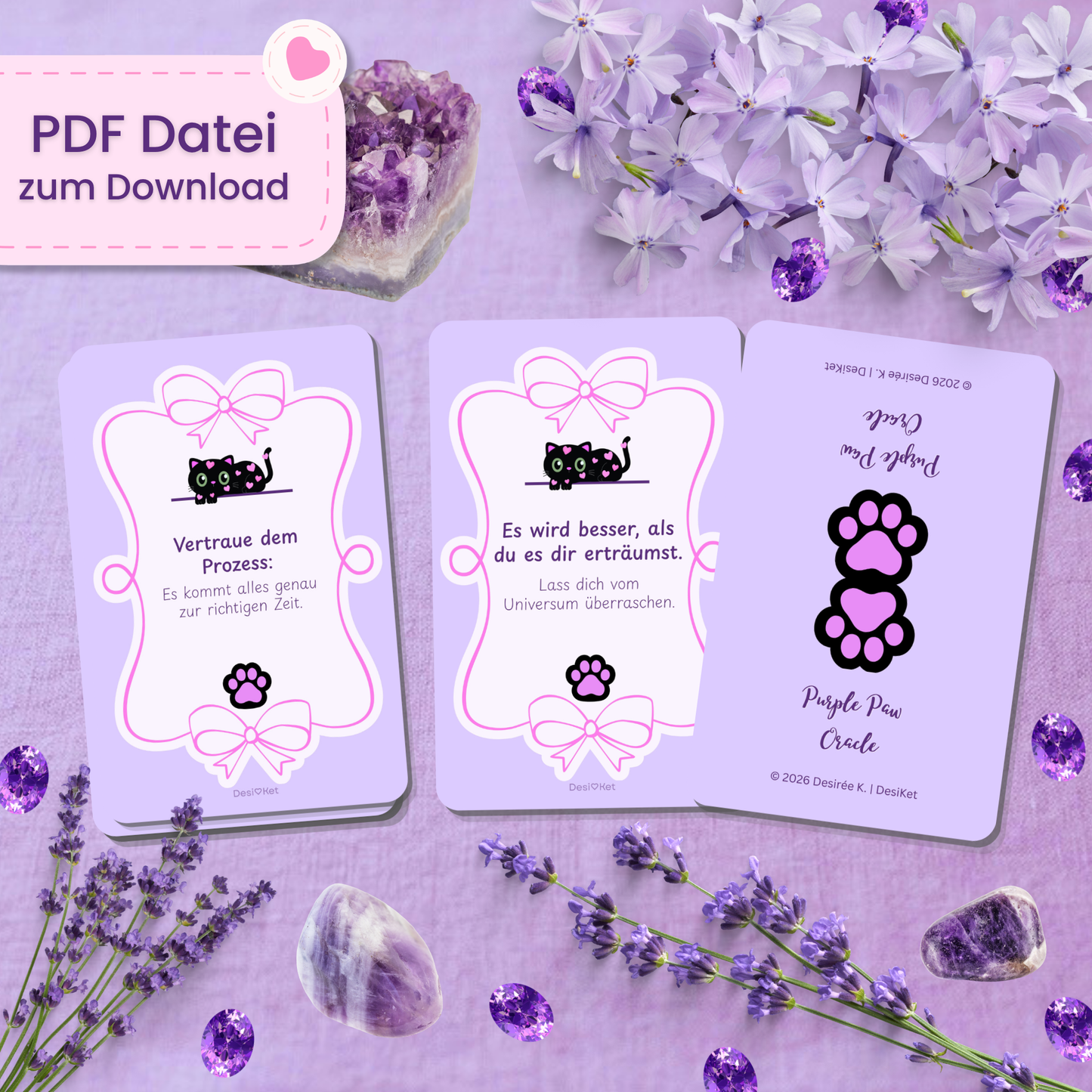 💜🐾 Purple Paw Orakel (45 Stück | PDF Download)