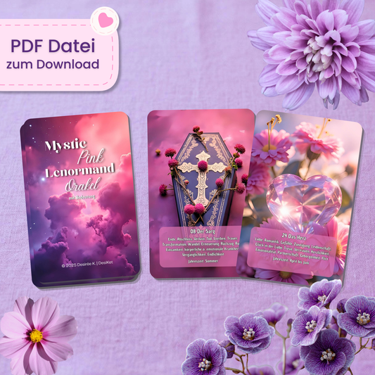 🩷 Mystic Pink Lenormand Orakel mit Bedeutung (55 Stück | PDF Download)
