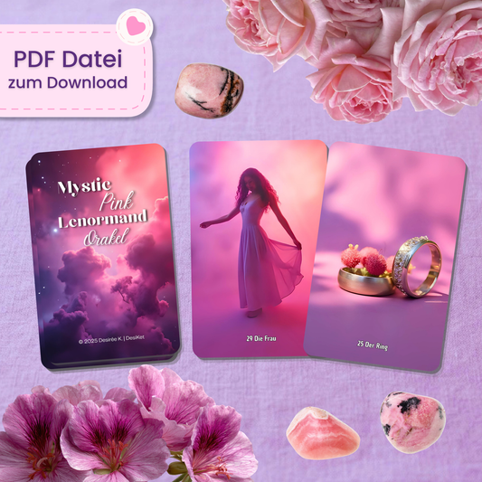 🩷 Mystic Pink Lenormand Orakel (55 Stück | PDF Download)