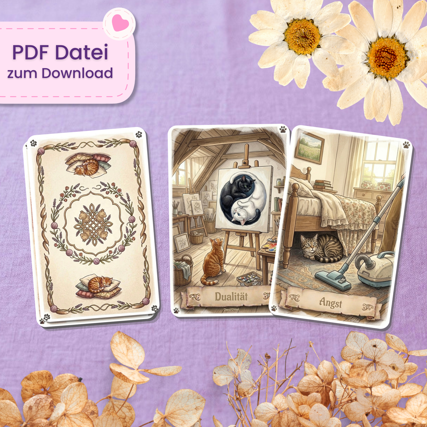 🐈 Cozy Cats Lenormand Orakel (55 Stück | PDF Download)