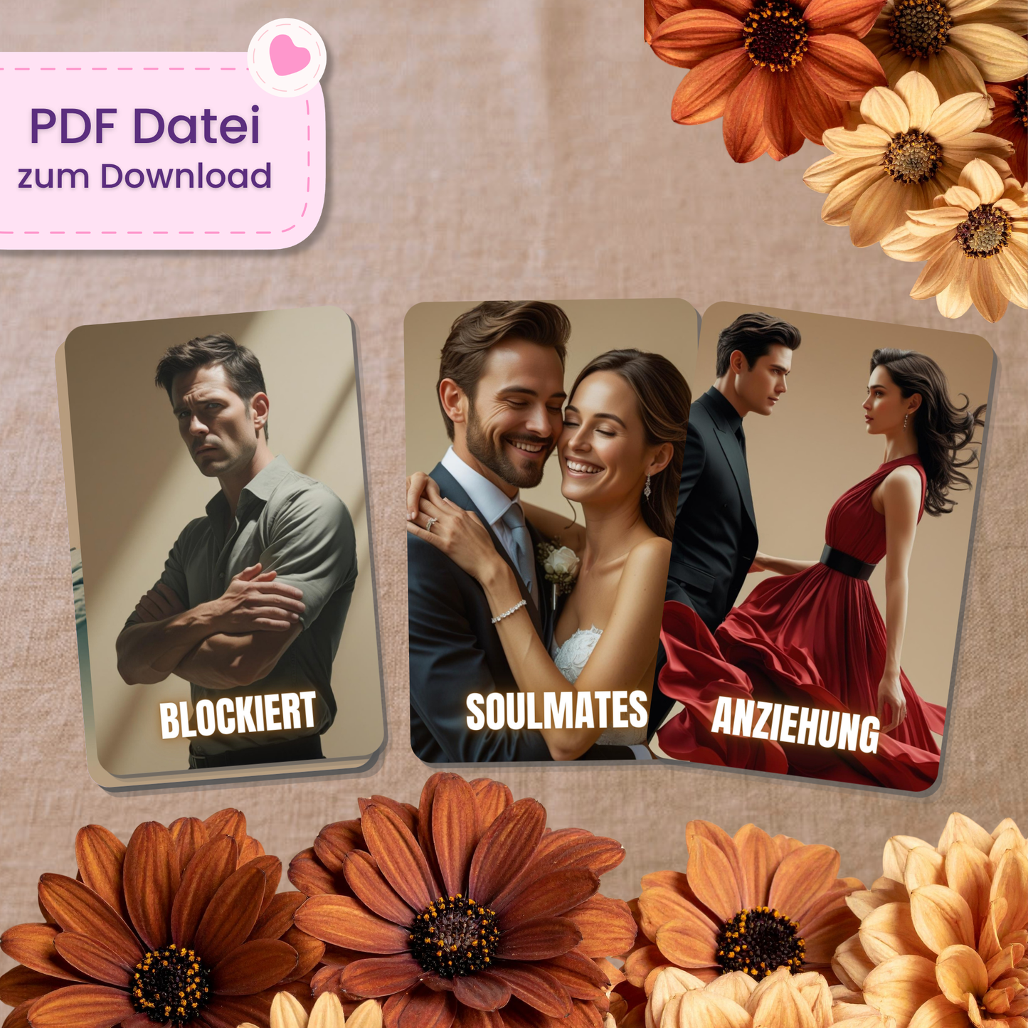 🧡 Herzflüstern Liebes Orakel (32 Stück | PDF Download)