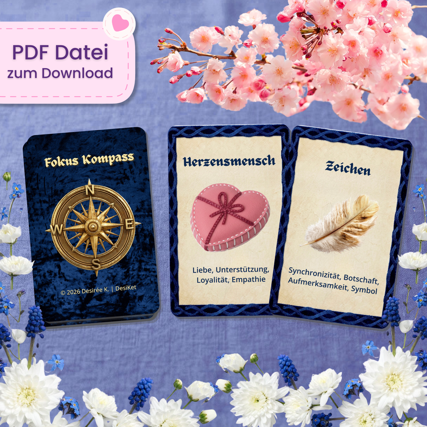 🧭 Fokus Kompass Orakel (32 Stück | PDF Download)