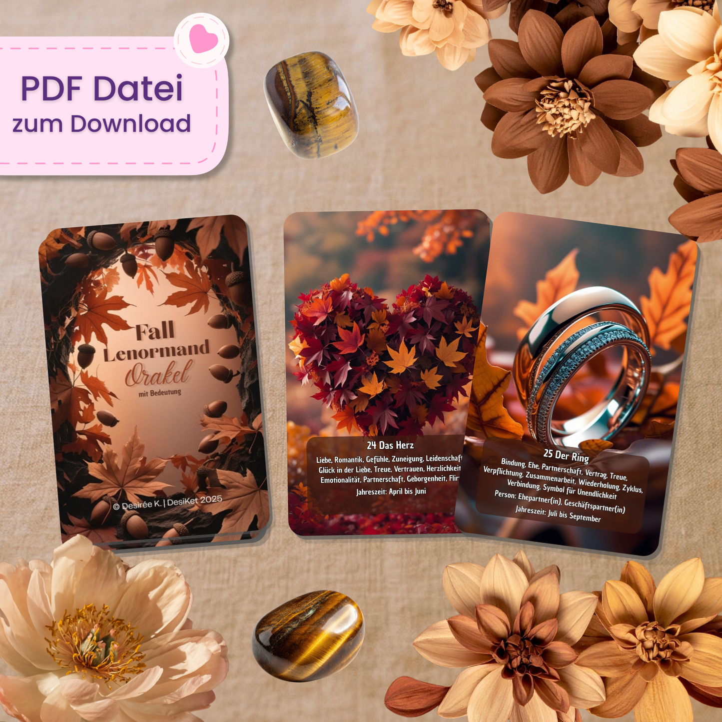 🍂 Fall Lenormand Orakel mit Bedeutung (55 Stück | PDF Download)