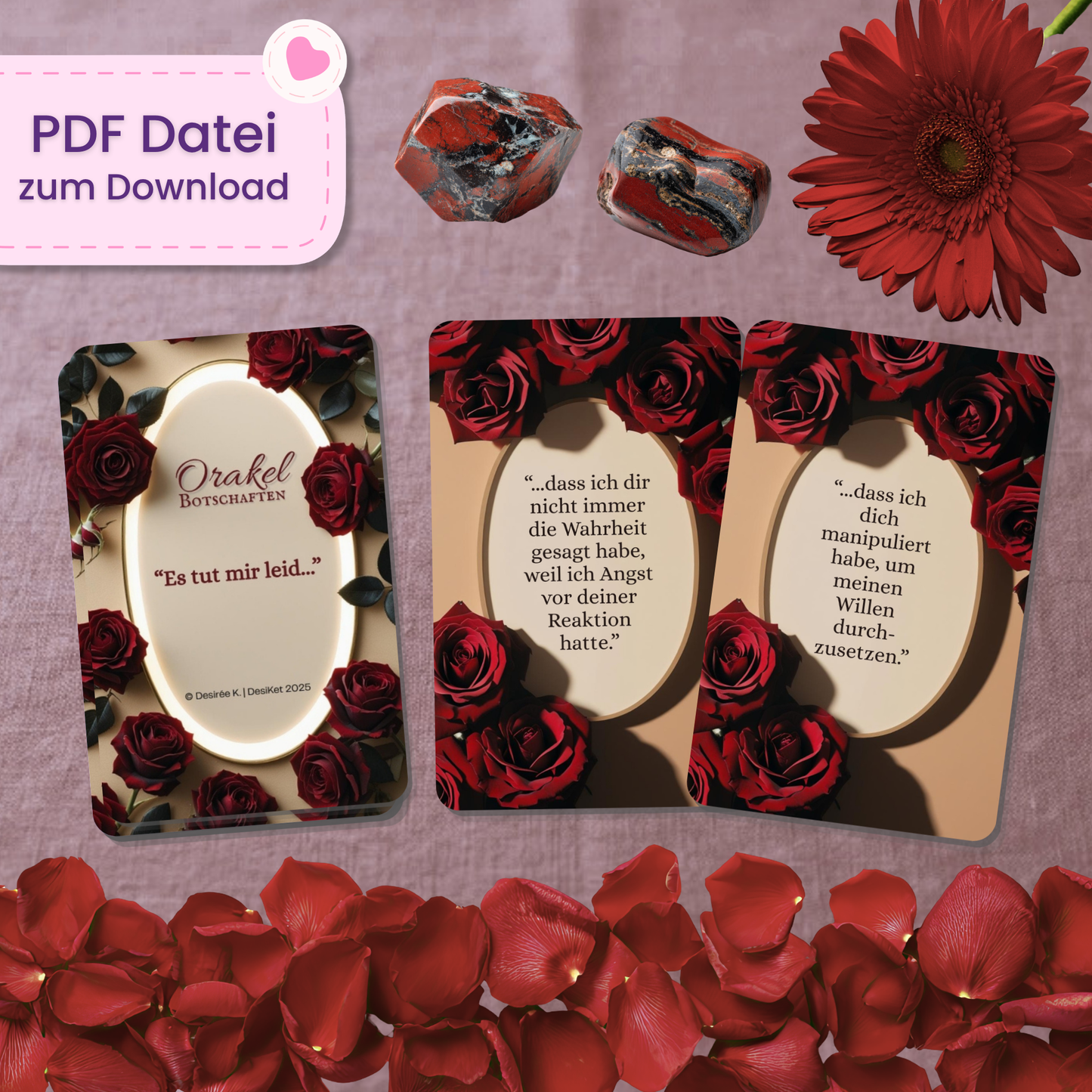 🥀 Es tut mir leid Orakelkarten (32 Stück | PDF Download)