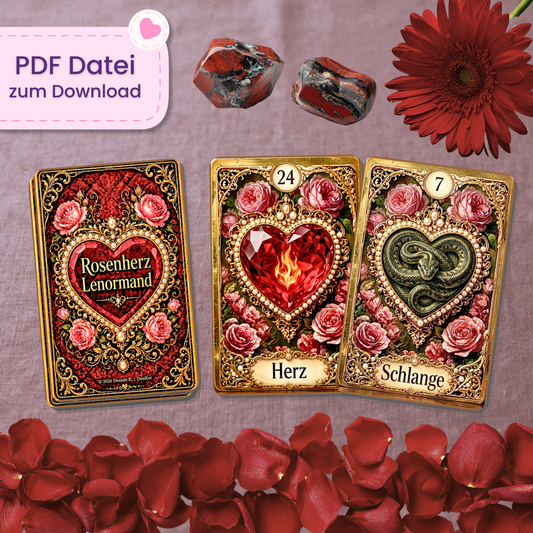 🌹 Rosenherz Lenormand Orakel (55 Stück | PDF Download)