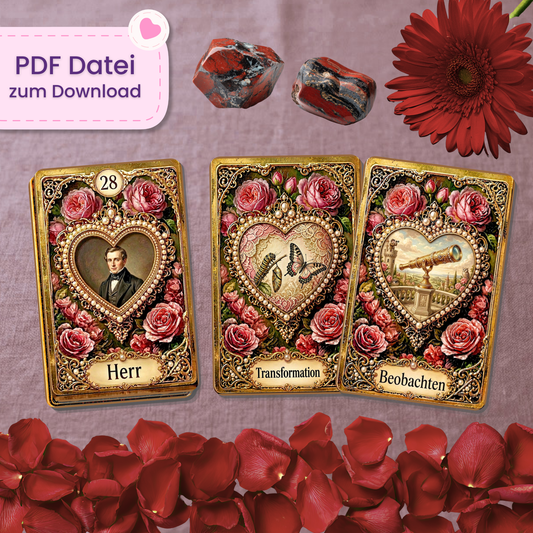 🌹 Rosenherz Lenormand Orakel (55 Stück | PDF Download)