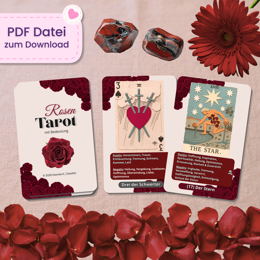🌹 Rosen Tarot mit Bedeutung (78 Stück | PDF Download)