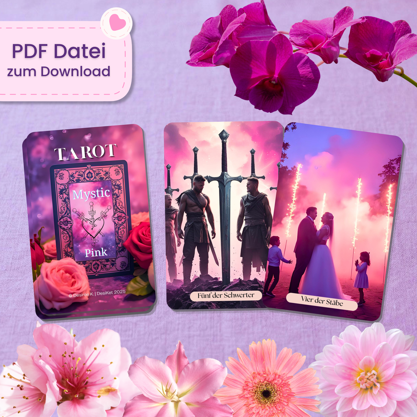 💓 Tarot Mystic Pink (78 Stück | PDF Download)