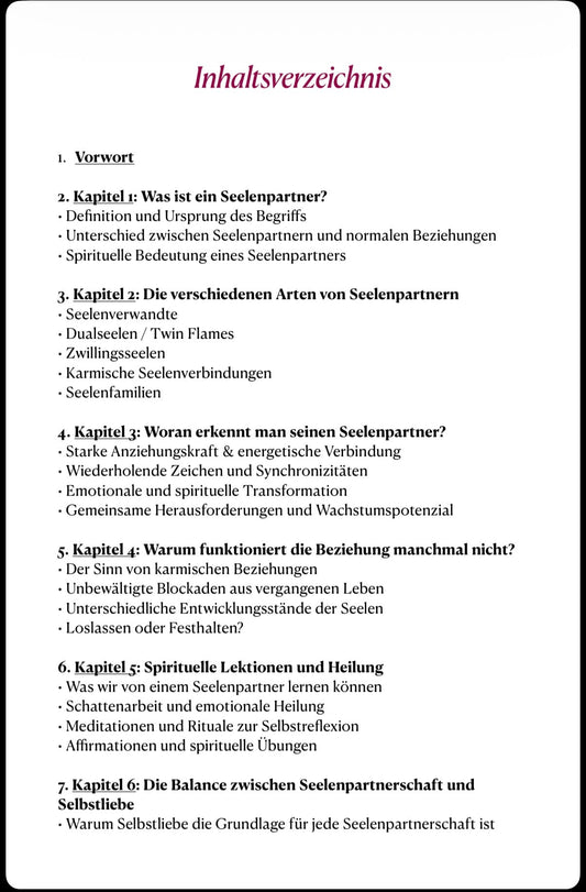 E-Book Seelenpartner erkennen Inhaltsverzeichnis 1