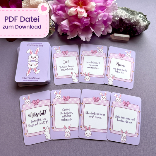 🐇 White Rabbit Oracle – 32 Mini-Orakel Karten (PDF zum Selbstdruck)