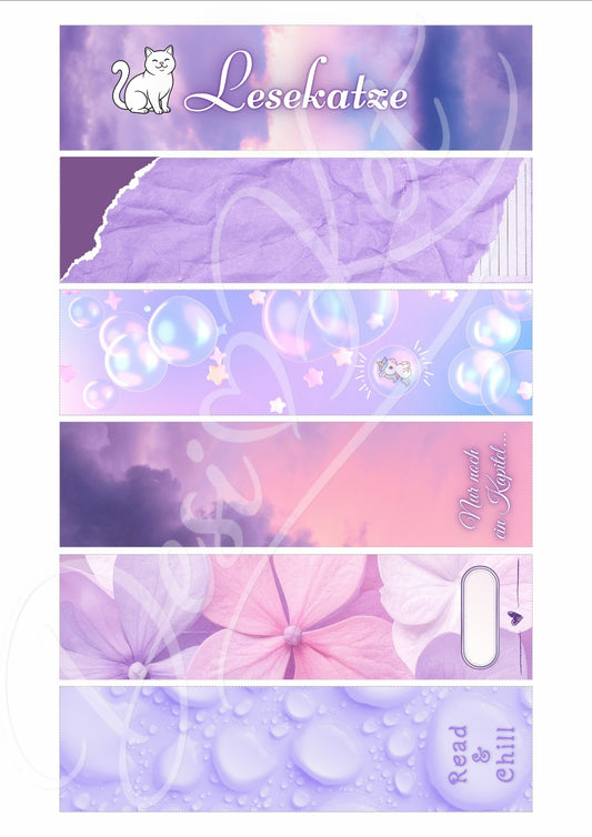 💜 Printable "Purple Bookmarks" – 6er Set magische Lesezeichen (Digitaler Download)