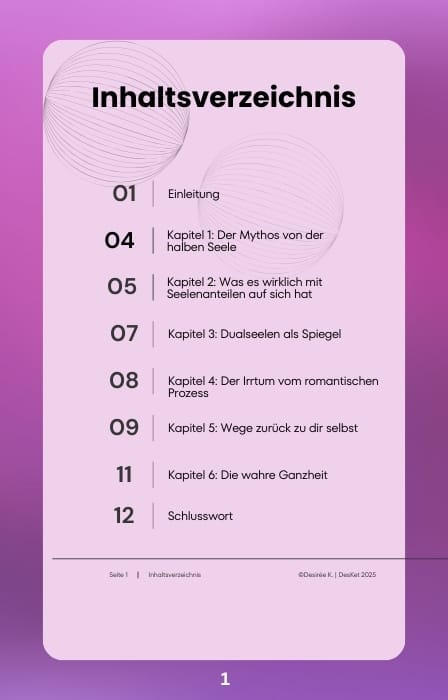 E-Book Die Wahrheit über Dualseelen Inhaltsverzeichnis